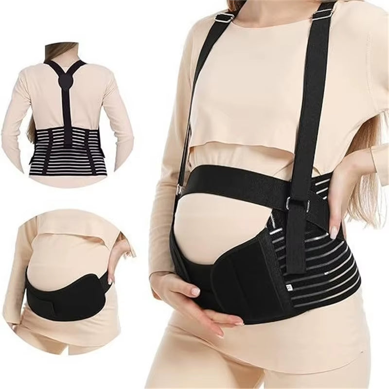Three-Piece Maternity Support Set, Including a Belly Support Belt and a Back Support Belt, Designed for Pregnant Women in the Se