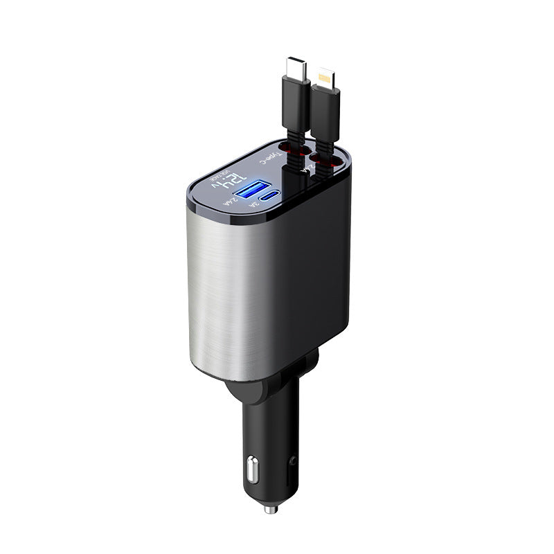 Metal Car Charger 100W Super Fast Charging Car Cigarette Lighter USB and TYPE-C Adapter