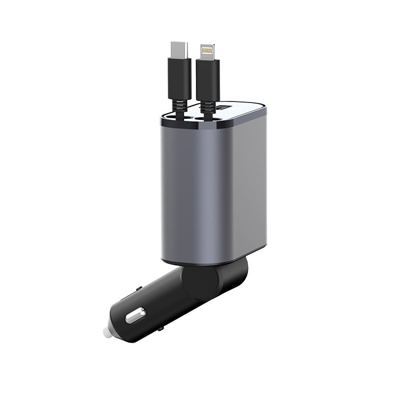 Metal Car Charger 100W Super Fast Charging Car Cigarette Lighter USB and TYPE-C Adapter