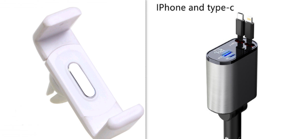 Metal Car Charger 100W Super Fast Charging Car Cigarette Lighter USB and TYPE-C Adapter
