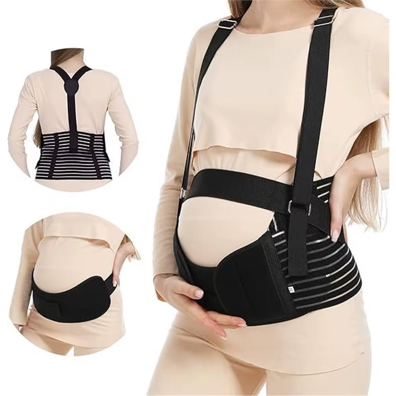 Three-Piece Maternity Support Set, Including a Belly Support Belt and a Back Support Belt, Designed for Pregnant Women in the Se