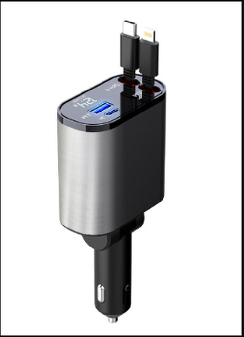 Metal Car Charger 100W Super Fast Charging Car Cigarette Lighter USB and TYPE-C Adapter
