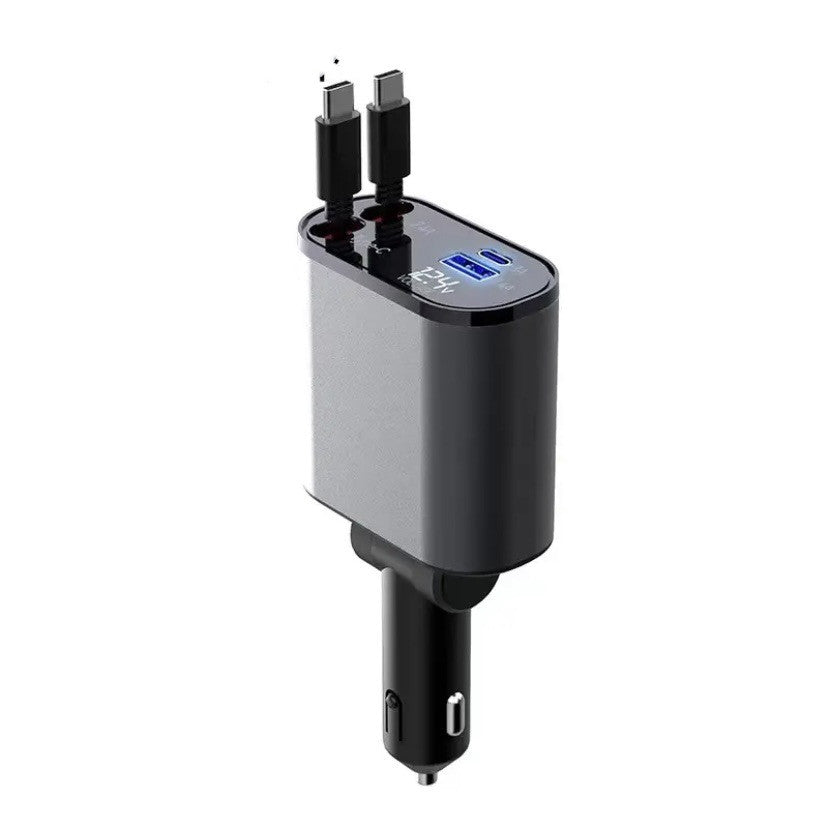 Metal Car Charger 100W Super Fast Charging Car Cigarette Lighter USB and TYPE-C Adapter