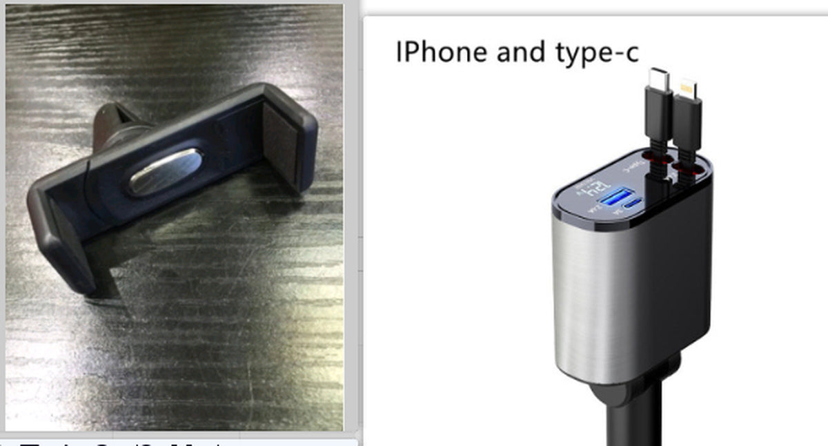 Metal Car Charger 100W Super Fast Charging Car Cigarette Lighter USB and TYPE-C Adapter