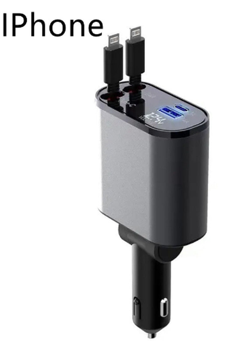 Metal Car Charger 100W Super Fast Charging Car Cigarette Lighter USB and TYPE-C Adapter