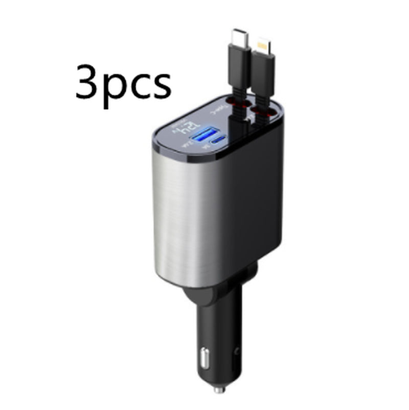 Metal Car Charger 100W Super Fast Charging Car Cigarette Lighter USB and TYPE-C Adapter