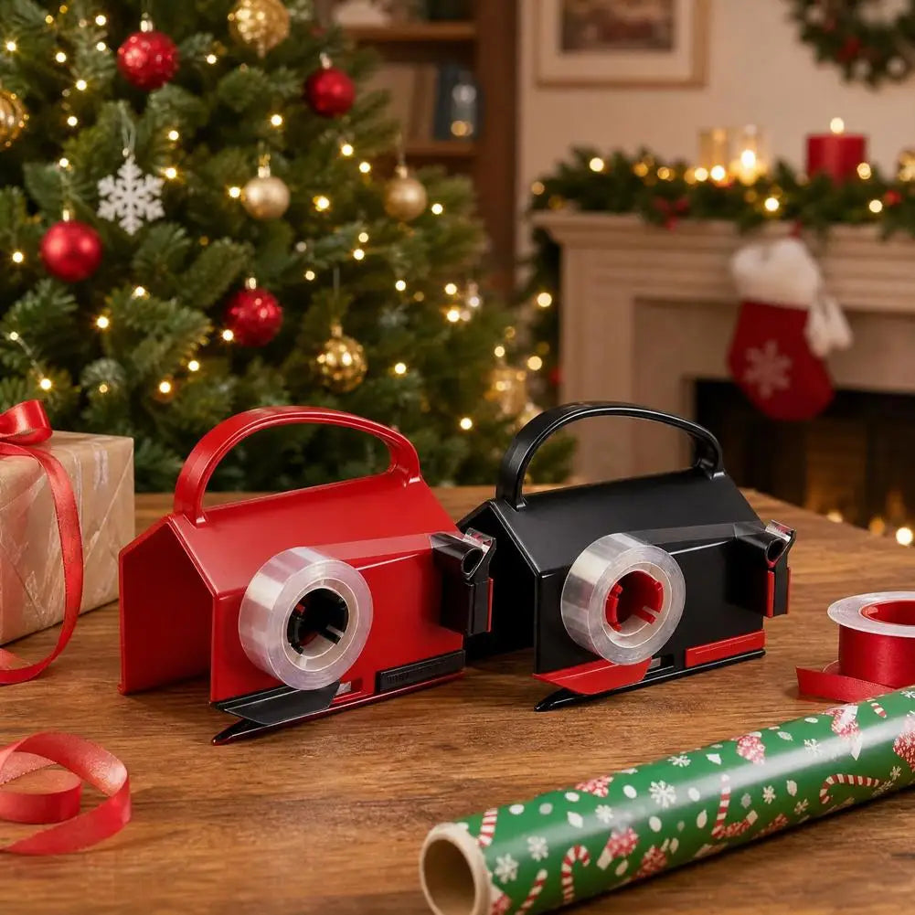 Wrapping Paper Cutter Tape Dispenser Dual Use Wrap Cutter Tool Paper Roll Holder Tube Sliding Easy Cut Straight Sliding Tool
