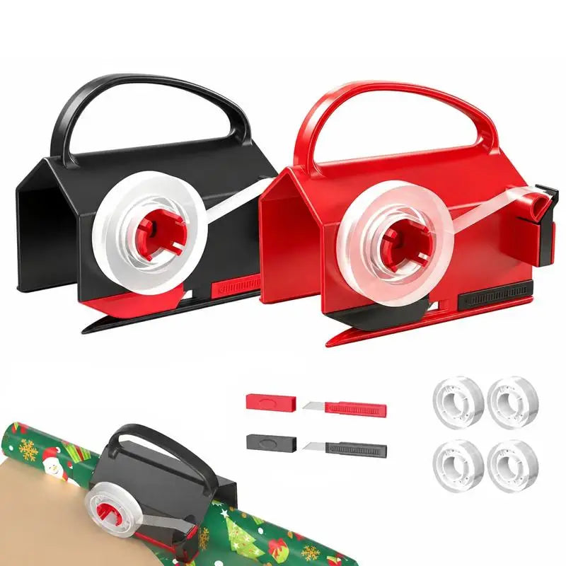 Wrapping Paper Cutter Tape Dispenser Dual Use Wrap Cutter Tool Paper Roll Holder Tube Sliding Easy Cut Straight Sliding Tool