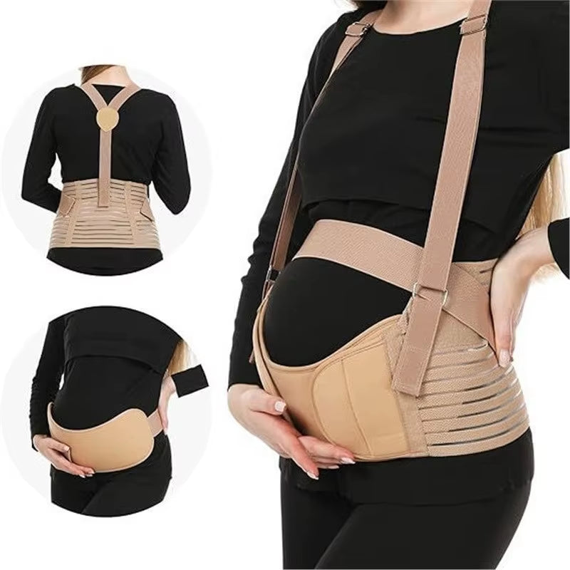 Three-Piece Maternity Support Set, Including a Belly Support Belt and a Back Support Belt, Designed for Pregnant Women in the Se